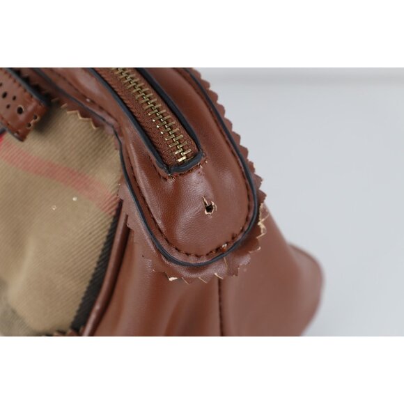 Vintage Burberry Prorsum Distressed Novacheck Plaid Toiletry Bag Carry On Brown - Picture 5 of 9